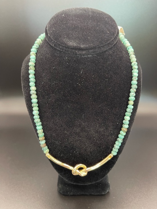 Lucky Brand Jewelry - Lucky Brand Green Bead Necklace with Gold Knot Accent